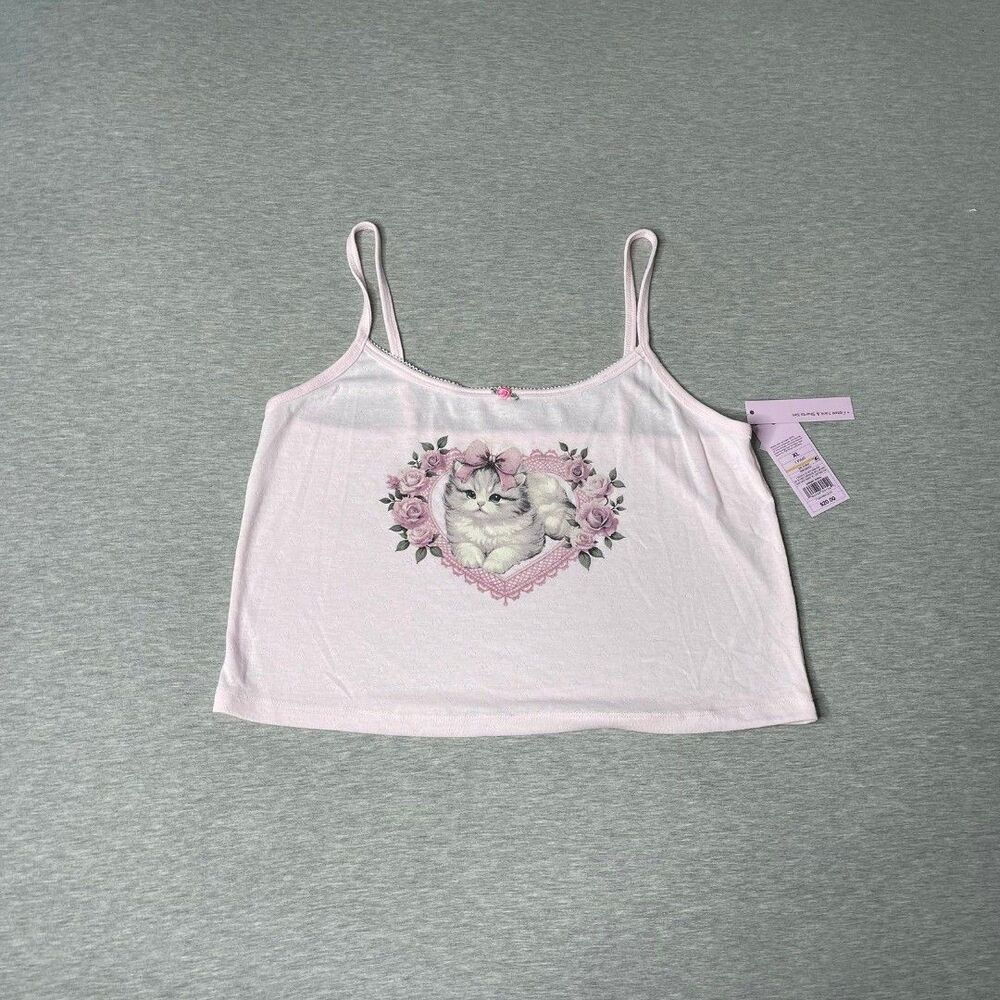 Wild Fable Valentine’s Kitten Bow Pointelle Tank Top & Shorts PJ 2 PCS. Set - Picture 4 of 12